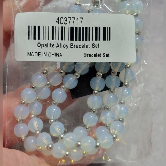 Set of 3 Opalite Beaded Stretch Bracelets - Picture 12 of 13